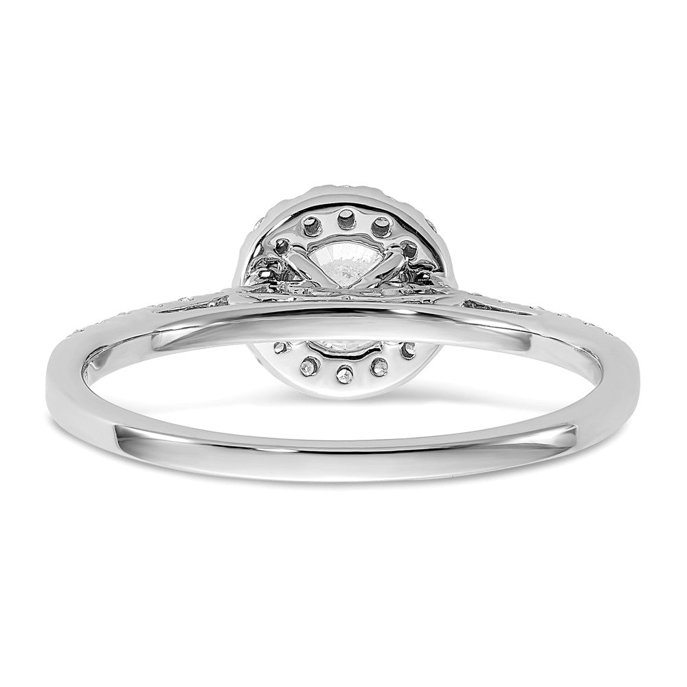 Buy Stylish 14K White Gold Halo Engagement Ring for 1/2 Carat Center, 5.2mm