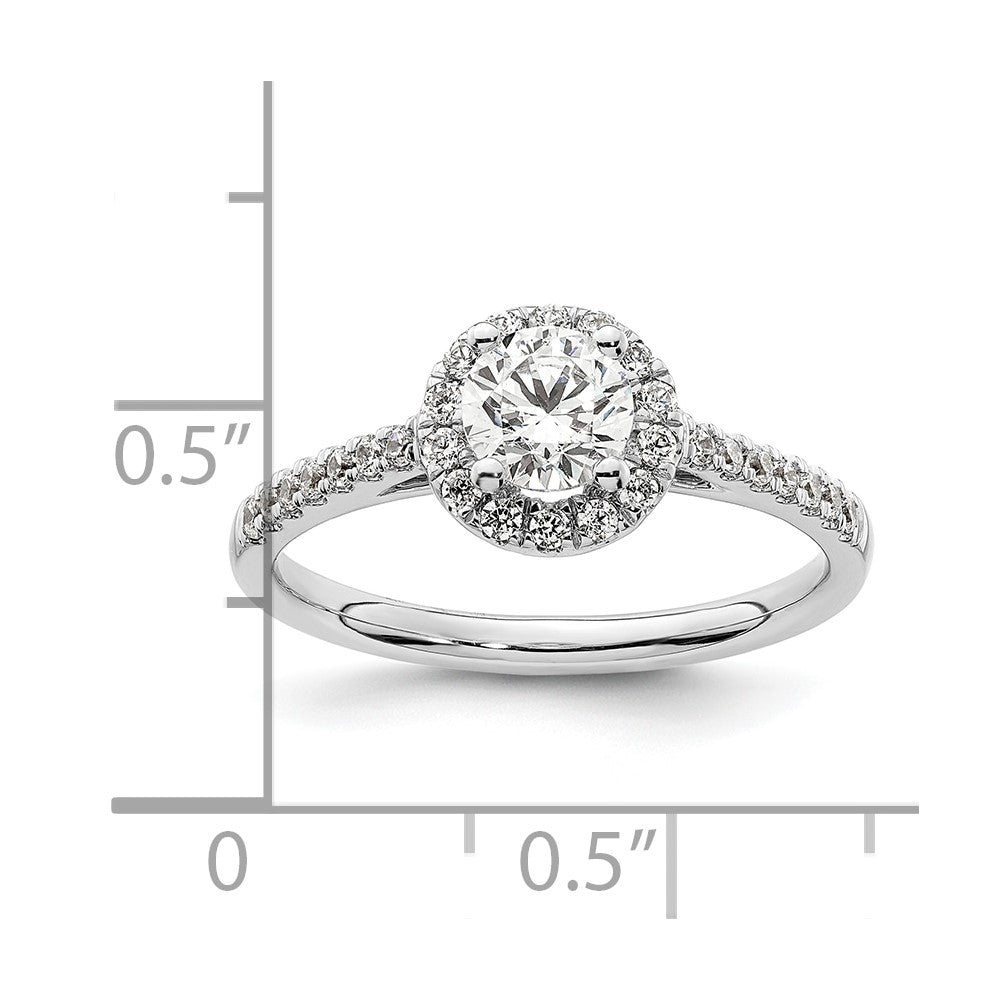Buy Stylish 14K White Gold Halo Engagement Ring for 1/2 Carat Center, 5.2mm