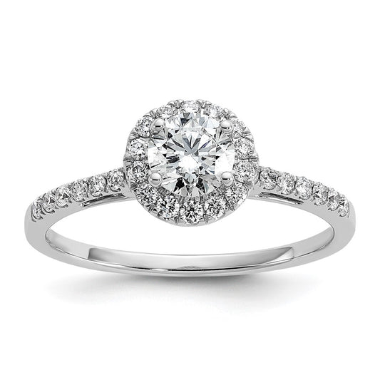 Buy Stylish 14K White Gold Halo Engagement Ring for 1/2 Carat Center, 5.2mm