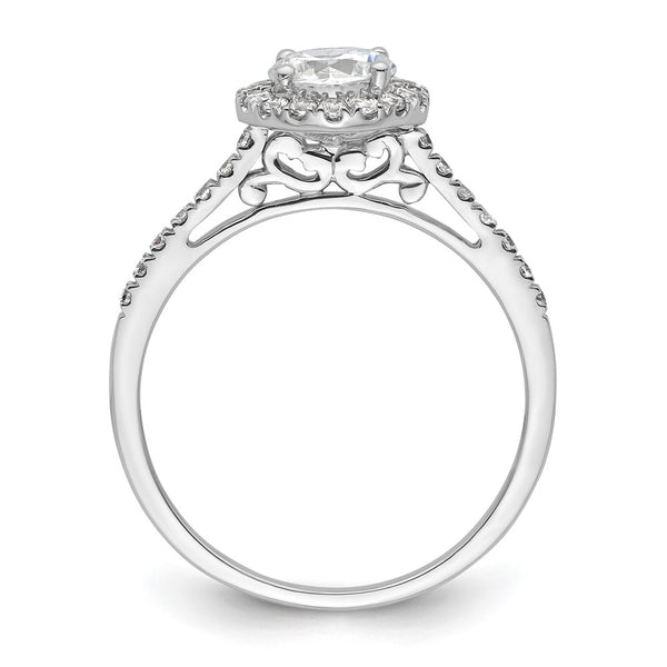 High-Quality 14K White Gold Halo Engagement Ring for 3/4 Carat Center - Stylish Value!