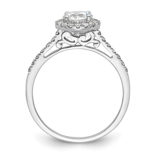 High-Quality 14K White Gold Halo Engagement Ring for 3/4 Carat Center - Stylish Value!