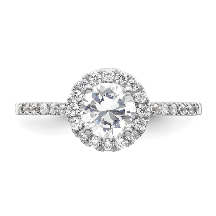 High-Quality 14K White Gold Halo Engagement Ring for 3/4 Carat Center - Stylish Value!-4