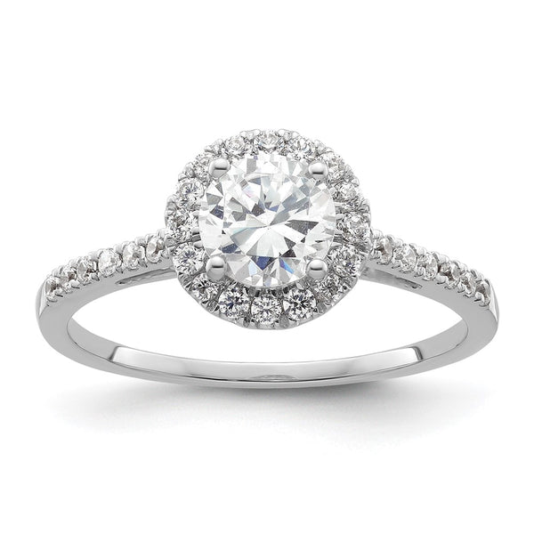 High-Quality 14K White Gold Halo Engagement Ring for 3/4 Carat Center - Stylish Value!