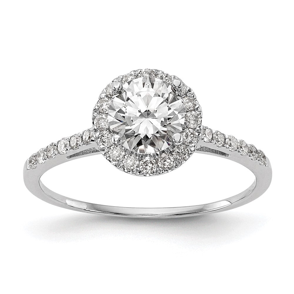 Buy Exclusive 14K White Gold Halo Engagement Ring for 1 Carat Center, Stylish Design