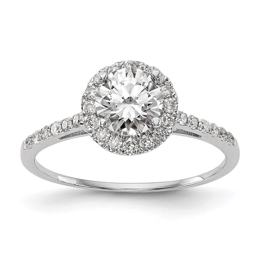 Buy Exclusive 14K White Gold Halo Engagement Ring for 1 Carat Center, Stylish Design