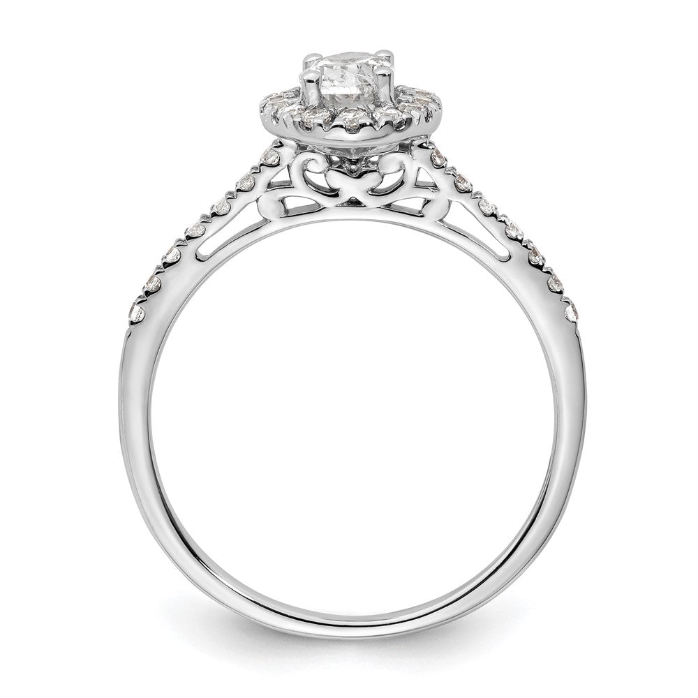 Buy Stylish 14K White Gold Halo Engagement Ring - 1/2 Carat Oval Center