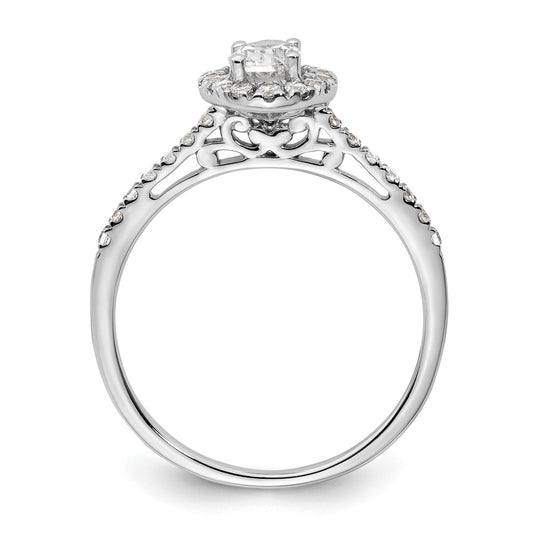Buy Stylish 14K White Gold Halo Engagement Ring - 1/2 Carat Oval Center
