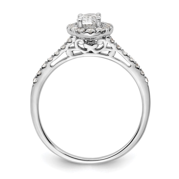 Buy Stylish 14K White Gold Halo Engagement Ring - 1/2 Carat Oval Center-2