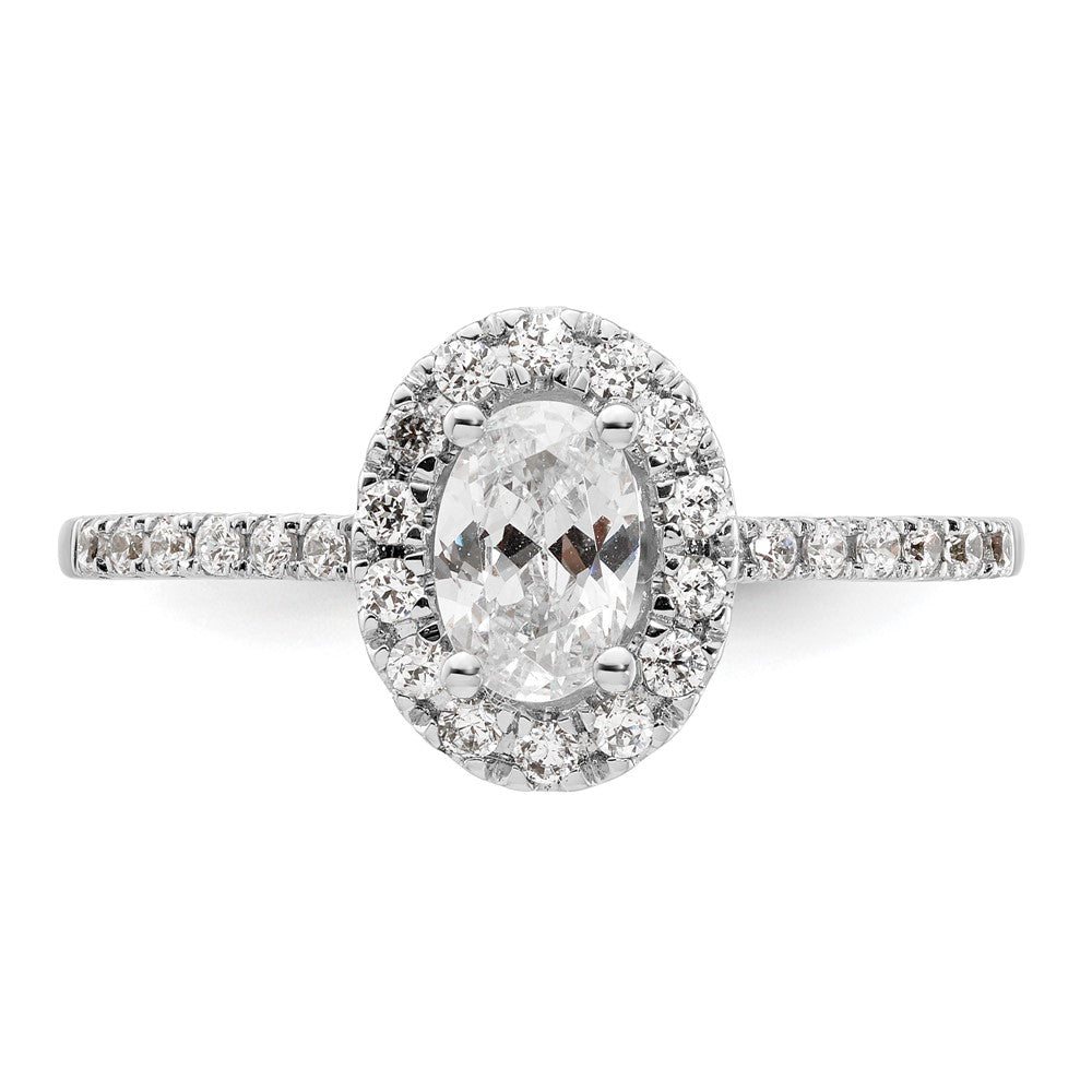 Buy Stylish 14K White Gold Halo Engagement Ring - 1/2 Carat Oval Center