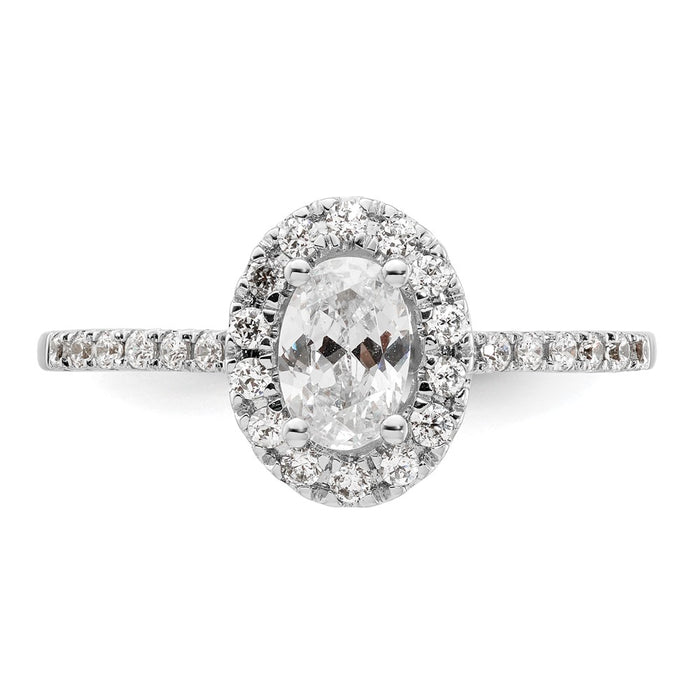 Buy Stylish 14K White Gold Halo Engagement Ring - 1/2 Carat Oval Center-4