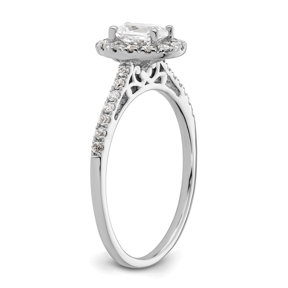 Buy Stylish 14K White Gold Halo Engagement Ring - 1/2 Carat Oval Center