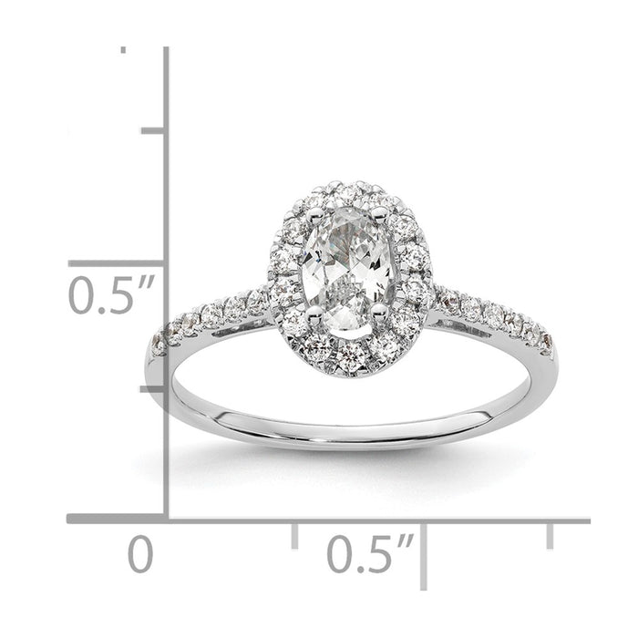 Buy Stylish 14K White Gold Halo Engagement Ring - 1/2 Carat Oval Center-7