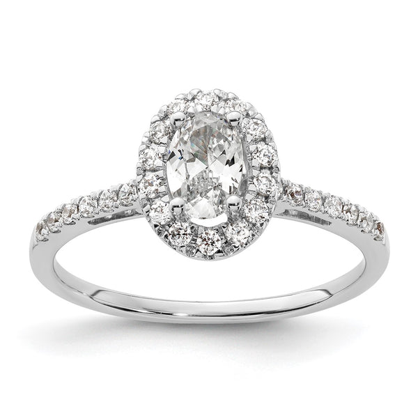 14K White Gold Halo Engagement Ring - 1/2 Carat Oval Center - Style GR1-1022509