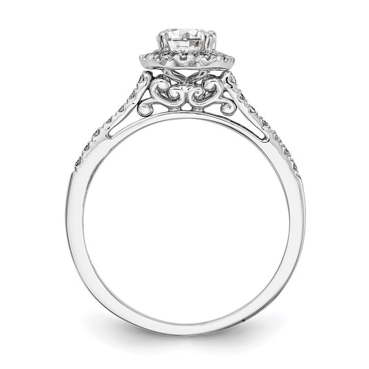 Buy High-Quality 14K White Gold Halo Engagement Ring with 1 Carat Oval Center