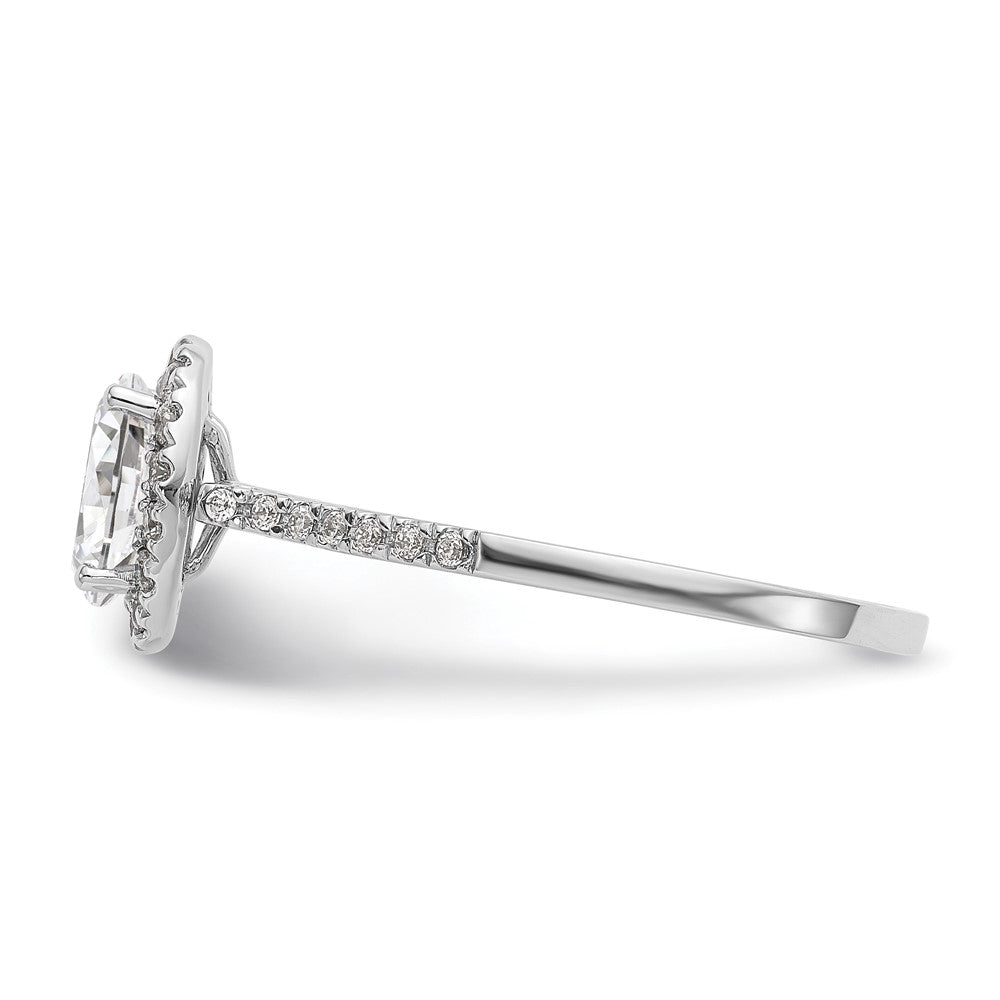 Buy High-Quality 14K White Gold Halo Engagement Ring with 1 Carat Oval Center