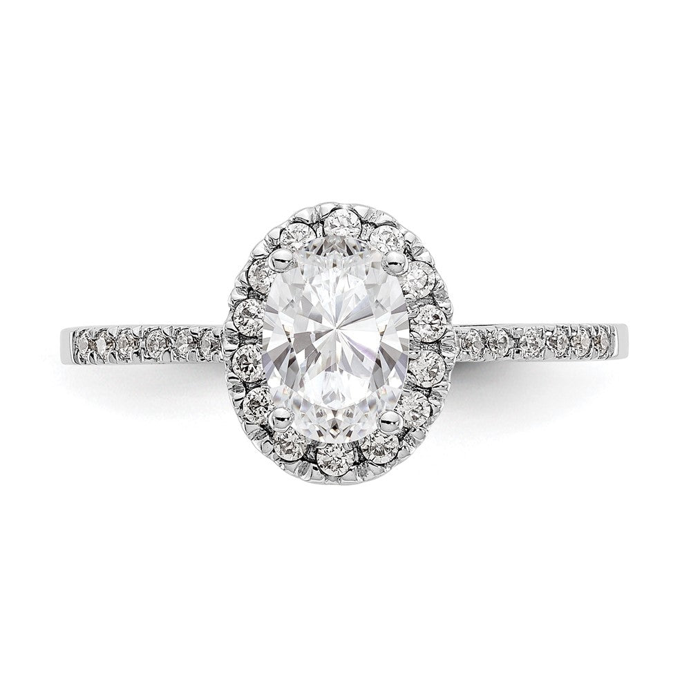 Buy High-Quality 14K White Gold Halo Engagement Ring with 1 Carat Oval Center