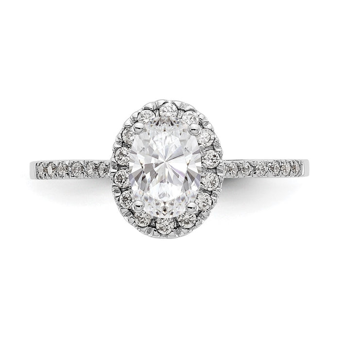 Buy High-Quality 14K White Gold Halo Engagement Ring with 1 Carat Oval Center-4