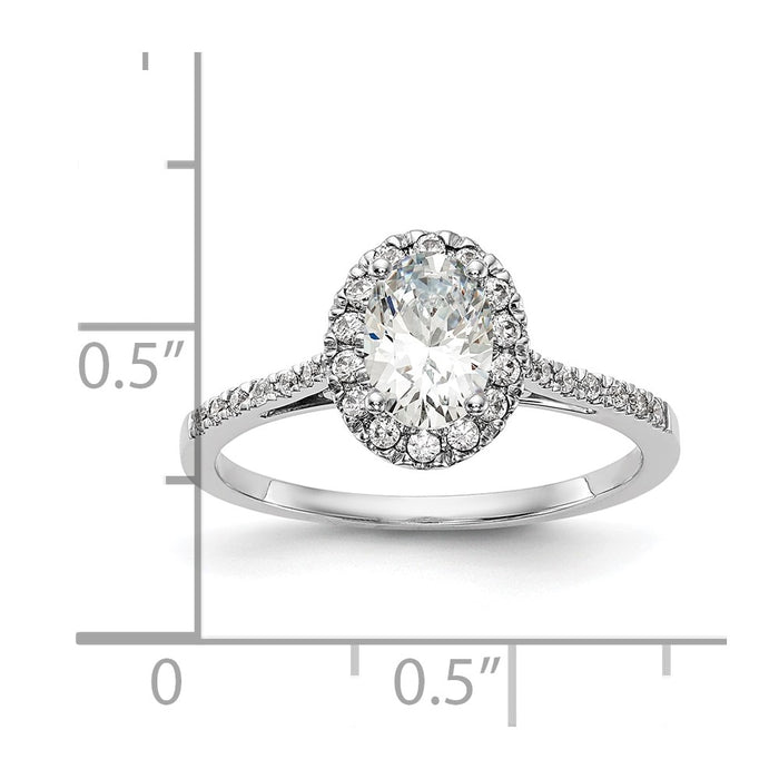 Buy High-Quality 14K White Gold Halo Engagement Ring with 1 Carat Oval Center-8