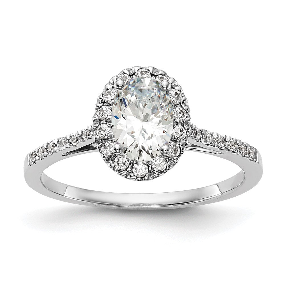 Buy High-Quality 14K White Gold Halo Engagement Ring with 1 Carat Oval Center