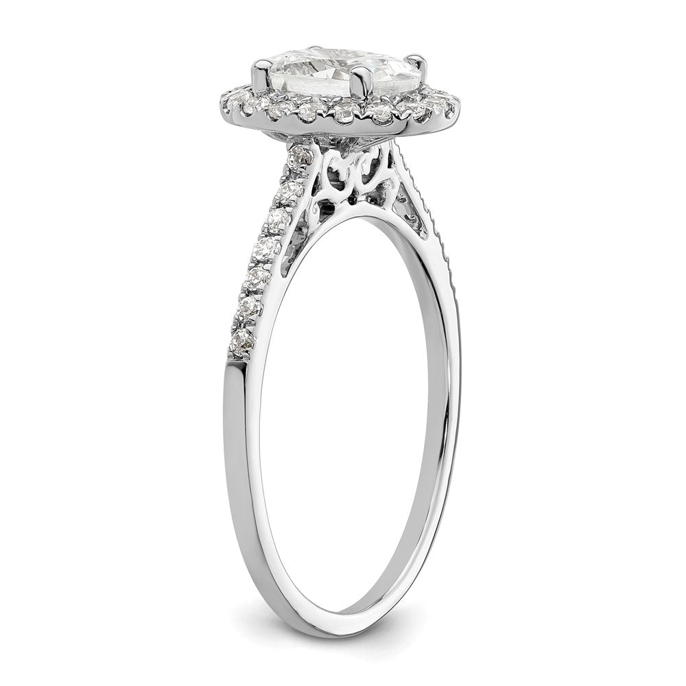 Buy Exclusive 14K White Gold Halo Engagement Ring for 1.25 Carat Oval Center