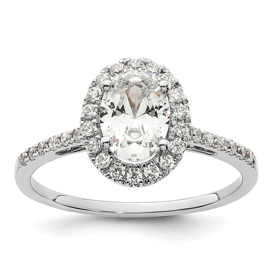 Buy Exclusive 14K White Gold Halo Engagement Ring for 1.25 Carat Oval Center