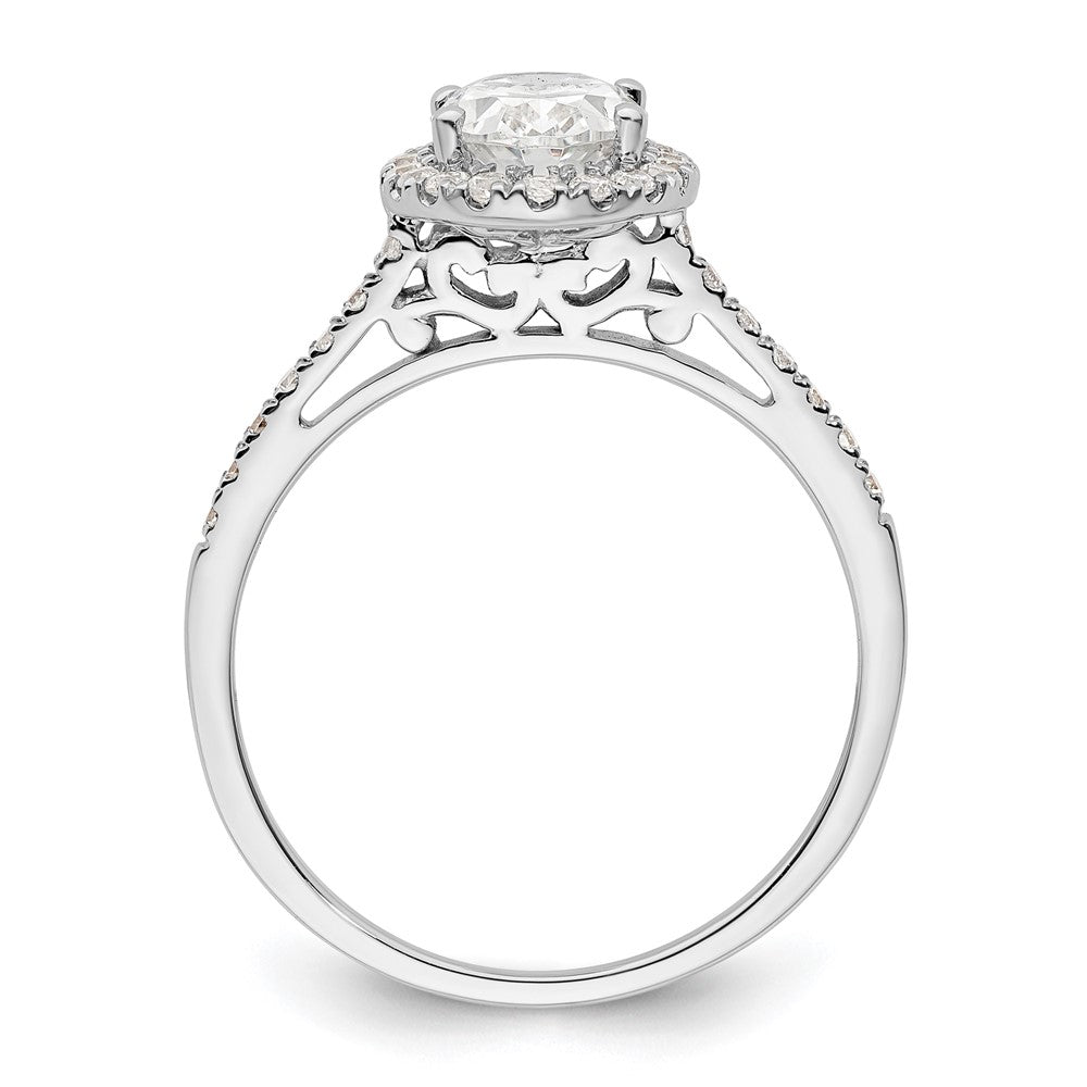 Buy 14K White Gold Halo Engagement Ring for 1.5 Carat Oval Center - Stylish Value!
