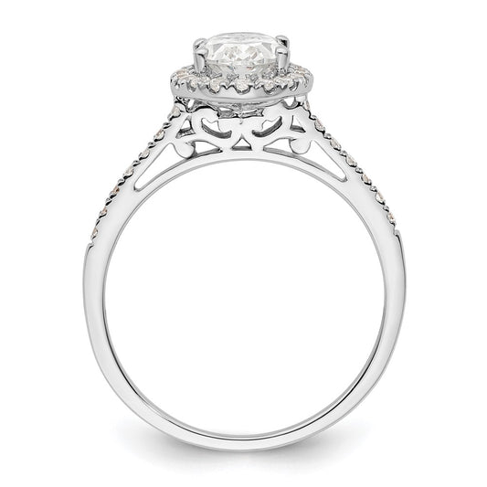 Buy 14K White Gold Halo Engagement Ring for 1.5 Carat Oval Center - Stylish Value!
