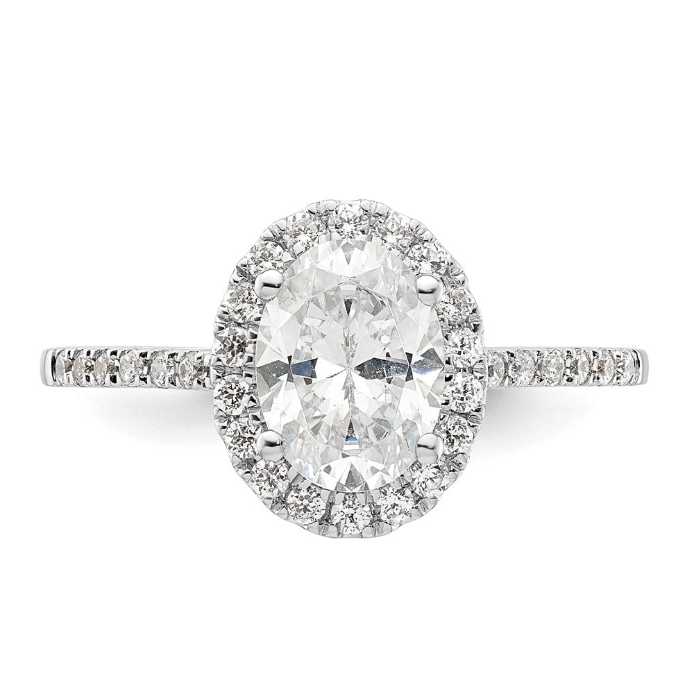Buy 14K White Gold Halo Engagement Ring for 1.5 Carat Oval Center - Stylish Value!