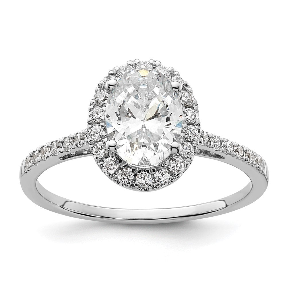 Buy 14K White Gold Halo Engagement Ring for 1.5 Carat Oval Center - Stylish Value!