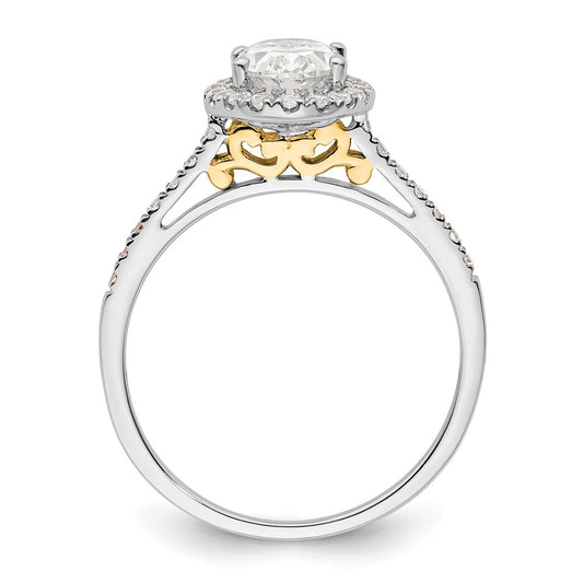 Buy Stylish 14K Two-Tone Halo Engagement Ring, 1.5 Carat Oval Center, 1/3 Carat Diamonds