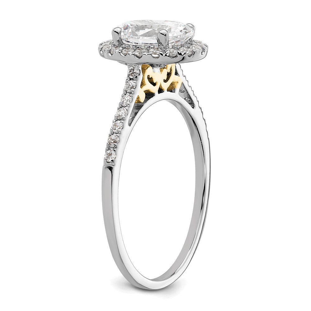 Buy Stylish 14K Two-Tone Halo Engagement Ring, 1.5 Carat Oval Center, 1/3 Carat Diamonds