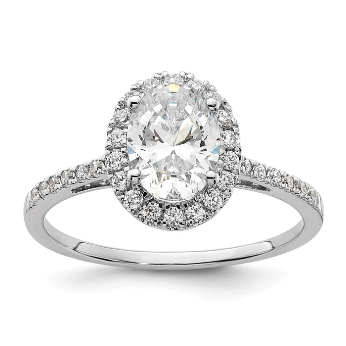 Buy Stylish 14K Two-Tone Halo Engagement Ring, 1.5 Carat Oval Center, 1/3 Carat Diamonds-1