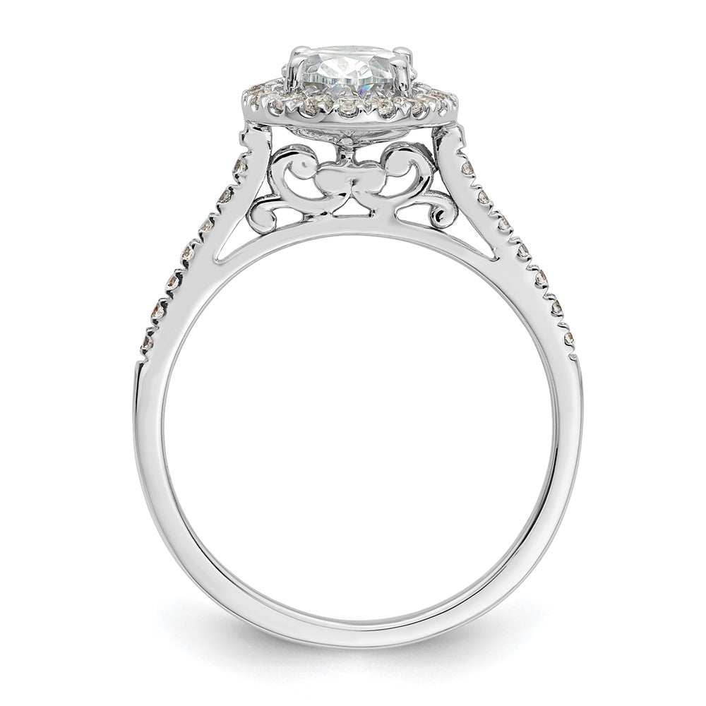 Exclusive 14K White Gold Halo Semi-Mount Engagement Ring for 2 Carat Oval, Stylish 1/3 Carat Diamond Accents