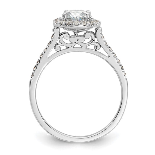 Exclusive 14K White Gold Halo Semi-Mount Engagement Ring for 2 Carat Oval, Stylish 1/3 Carat Diamond Accents