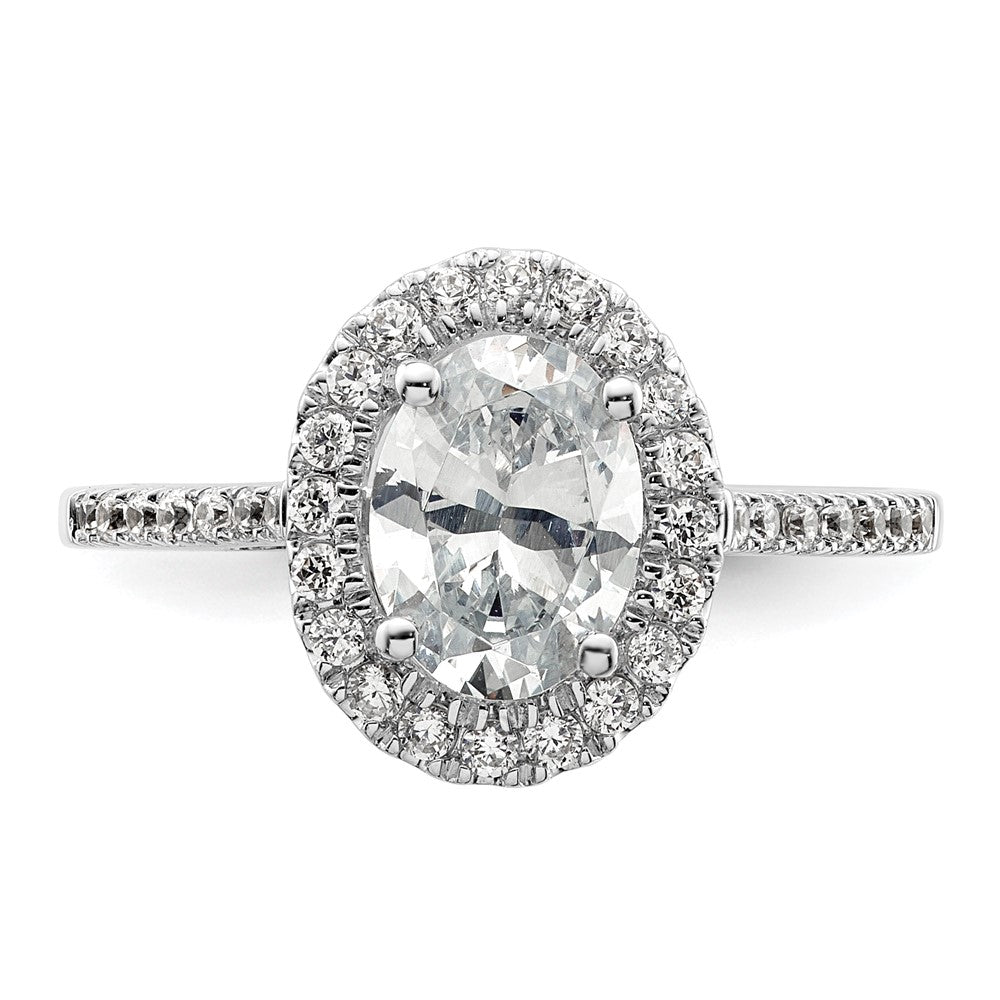 Exclusive 14K White Gold Halo Semi-Mount Engagement Ring for 2 Carat Oval, Stylish 1/3 Carat Diamond Accents