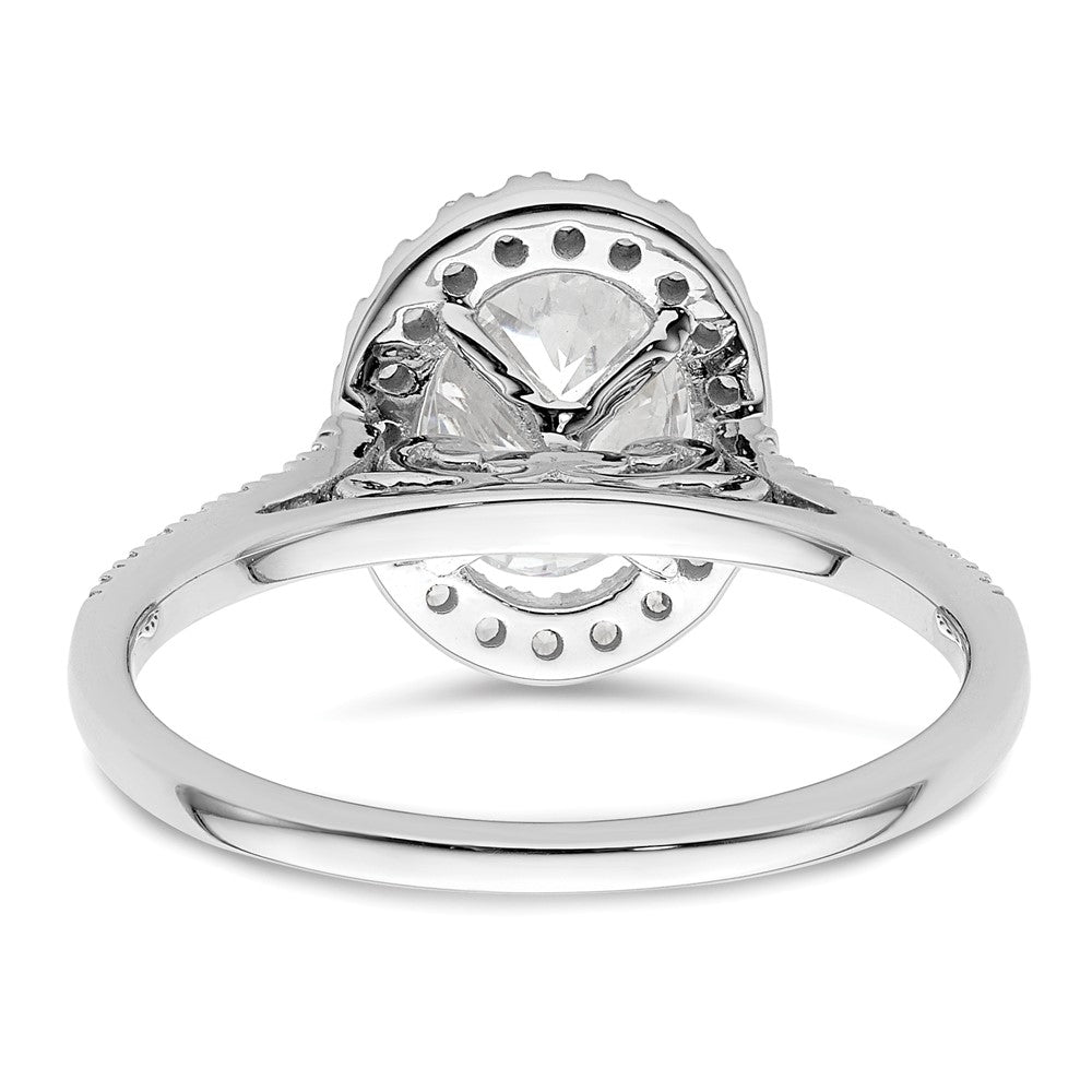Exclusive 14K White Gold Halo Semi-Mount Engagement Ring for 2 Carat Oval, Stylish 1/3 Carat Diamond Accents