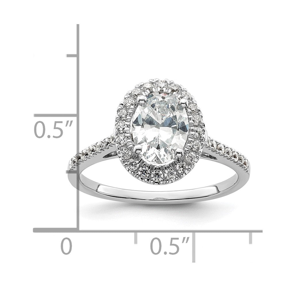 Exclusive 14K White Gold Halo Semi-Mount Engagement Ring for 2 Carat Oval, Stylish 1/3 Carat Diamond Accents
