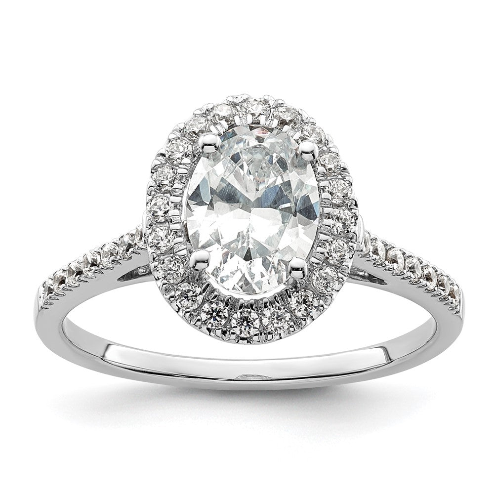 Exclusive 14K White Gold Halo Semi-Mount Engagement Ring for 2 Carat Oval, Stylish 1/3 Carat Diamond Accents