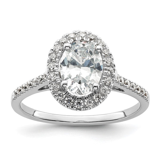 Exclusive 14K White Gold Halo Semi-Mount Engagement Ring for 2 Carat Oval, Stylish 1/3 Carat Diamond Accents