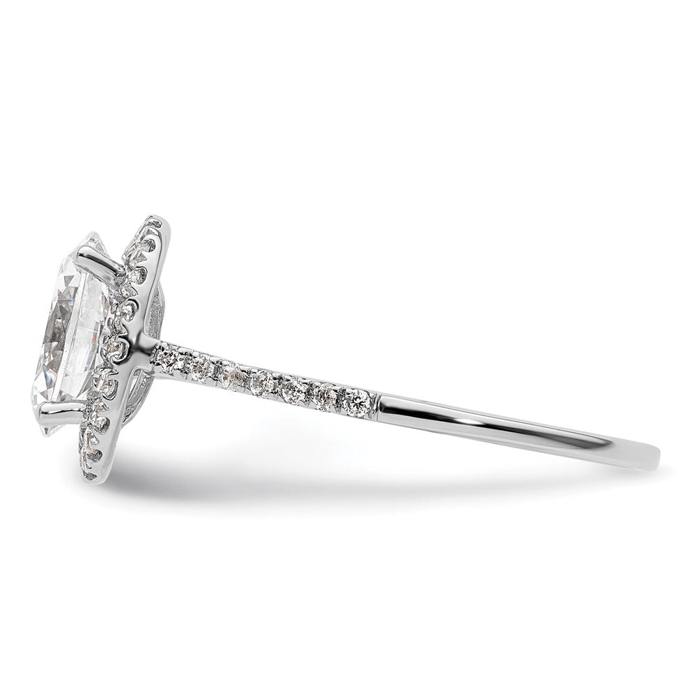 Designer 14K White Gold Halo Semi-Mount Engagement Ring for 2.5 Carat Oval