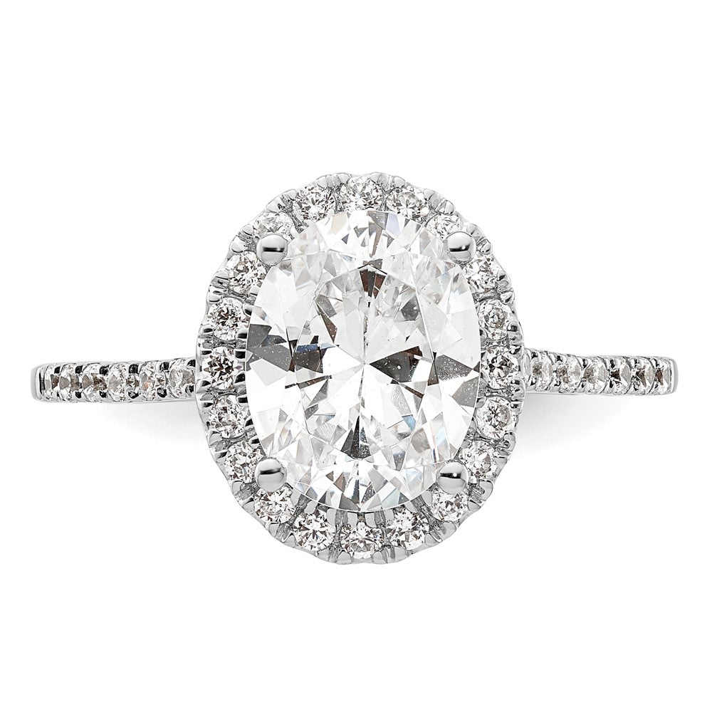 Designer 14K White Gold Halo Semi-Mount Engagement Ring for 2.5 Carat Oval
