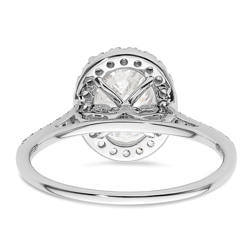 Designer 14K White Gold Halo Semi-Mount Engagement Ring for 2.5 Carat Oval