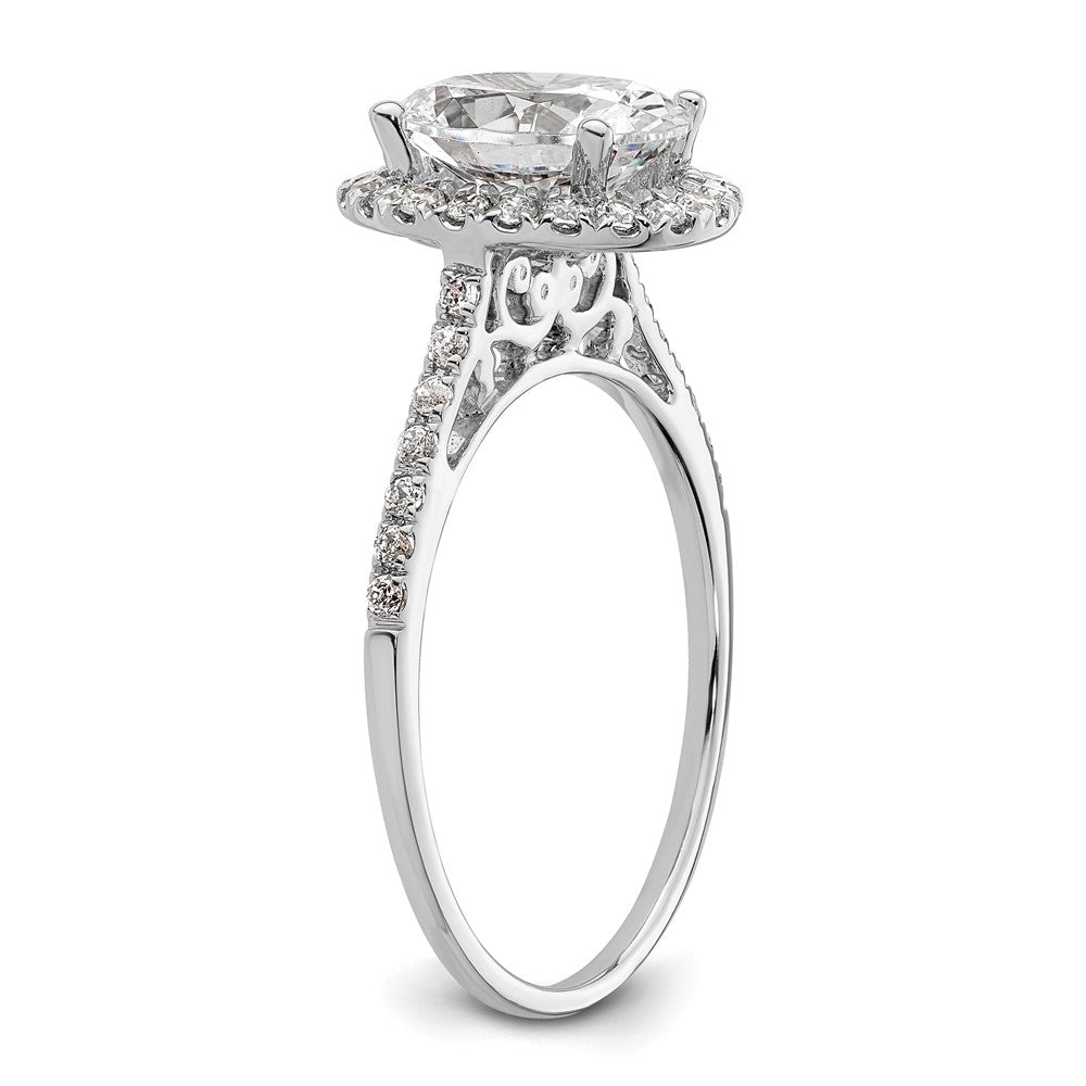Designer 14K White Gold Halo Semi-Mount Engagement Ring for 2.5 Carat Oval