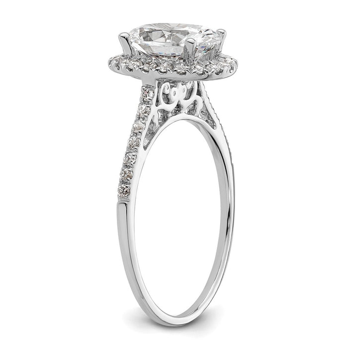 Designer 14K White Gold Halo Semi-Mount Engagement Ring for 2.5 Carat Oval-6