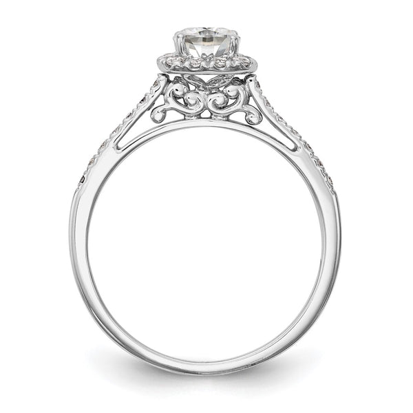 14K White Gold Halo Semi-Mount Engagement Ring, 1 Carat Cushion