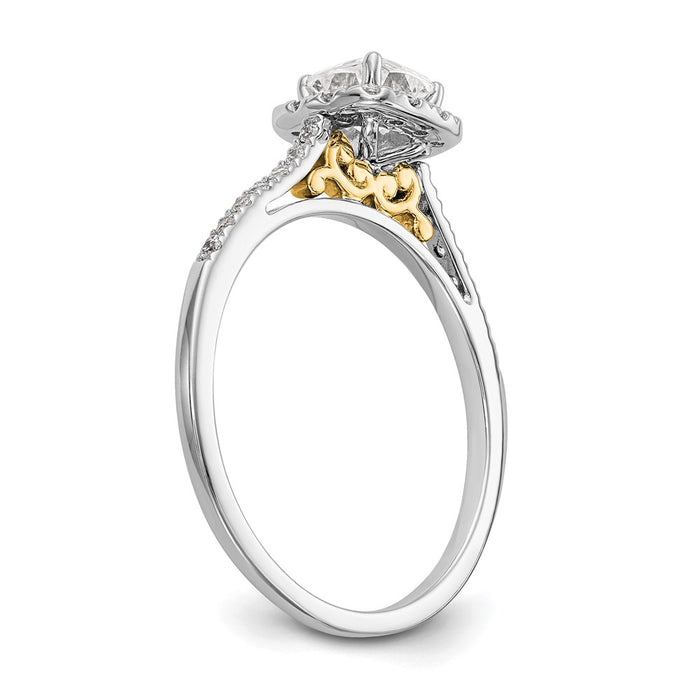 Buy Stylish 14K Two-Tone Halo Engagement Ring - 1 Carat Cushion Center & 1/4 Carat Semi-Mount-6