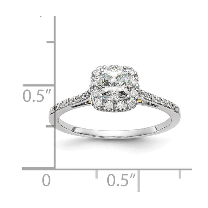 Buy Stylish 14K Two-Tone Halo Engagement Ring - 1 Carat Cushion Center & 1/4 Carat Semi-Mount-8