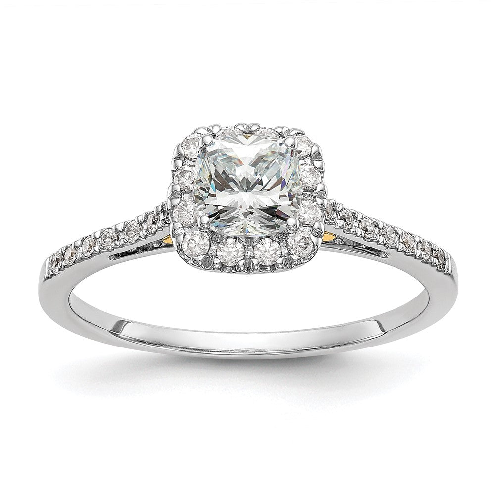 Buy Stylish 14K Two-Tone Halo Engagement Ring - 1 Carat Cushion Center & 1/4 Carat Semi-Mount