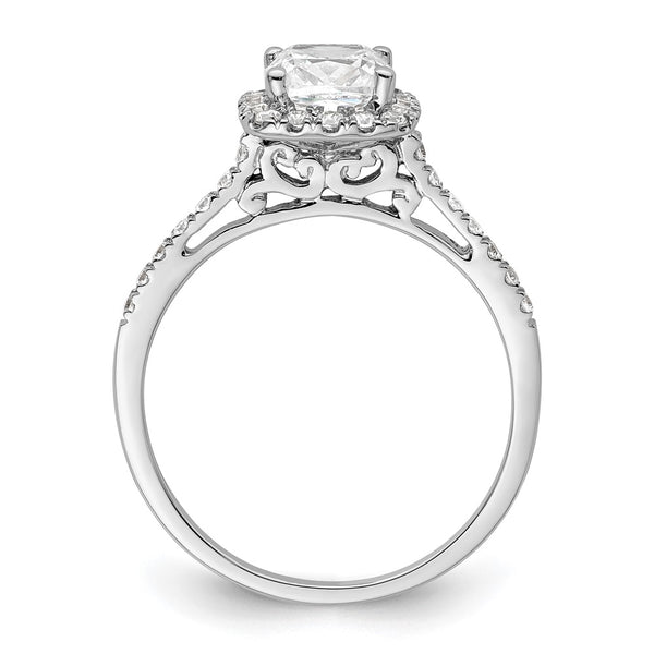 14K White Gold Halo Semi-Mount Engagement Ring, 1.25 Carat