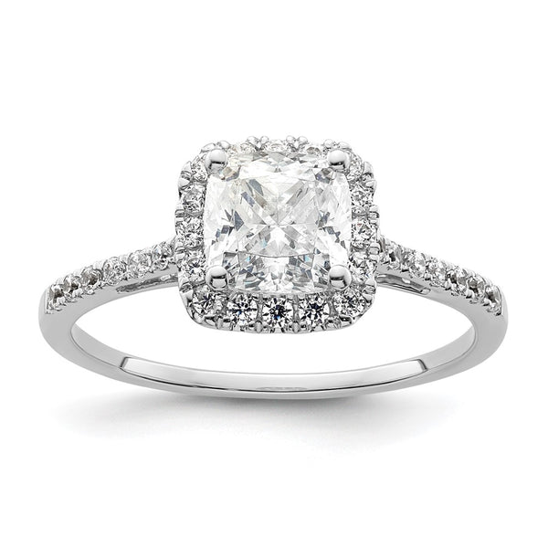 14K White Gold Halo Semi-Mount Engagement Ring, 1.25 Carat